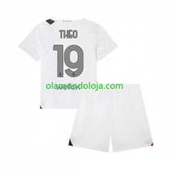 Camisola AC Milan Theo 19 Criança Equipamento Segundo 2023-2024 Manga Curta